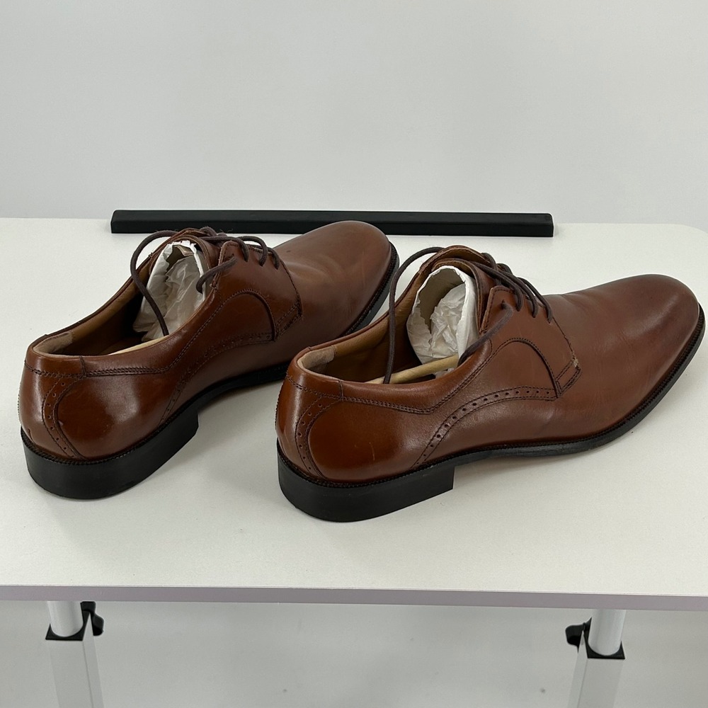 Johnston & Murphy Mens Brown Leather Derby Dress Shoes Lace Up Brogue Detail - Picture 5 of 10